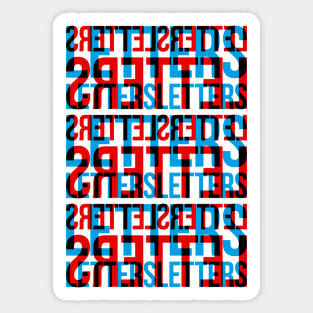 Letters Typography Stack (Cyan Red Black) Sticker